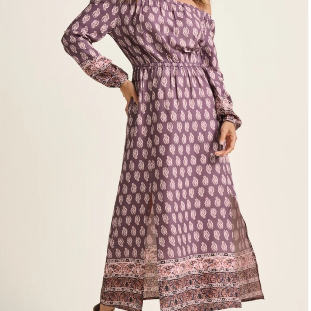 VENUS Purple and Pink Long Sleeve Maxi Dress